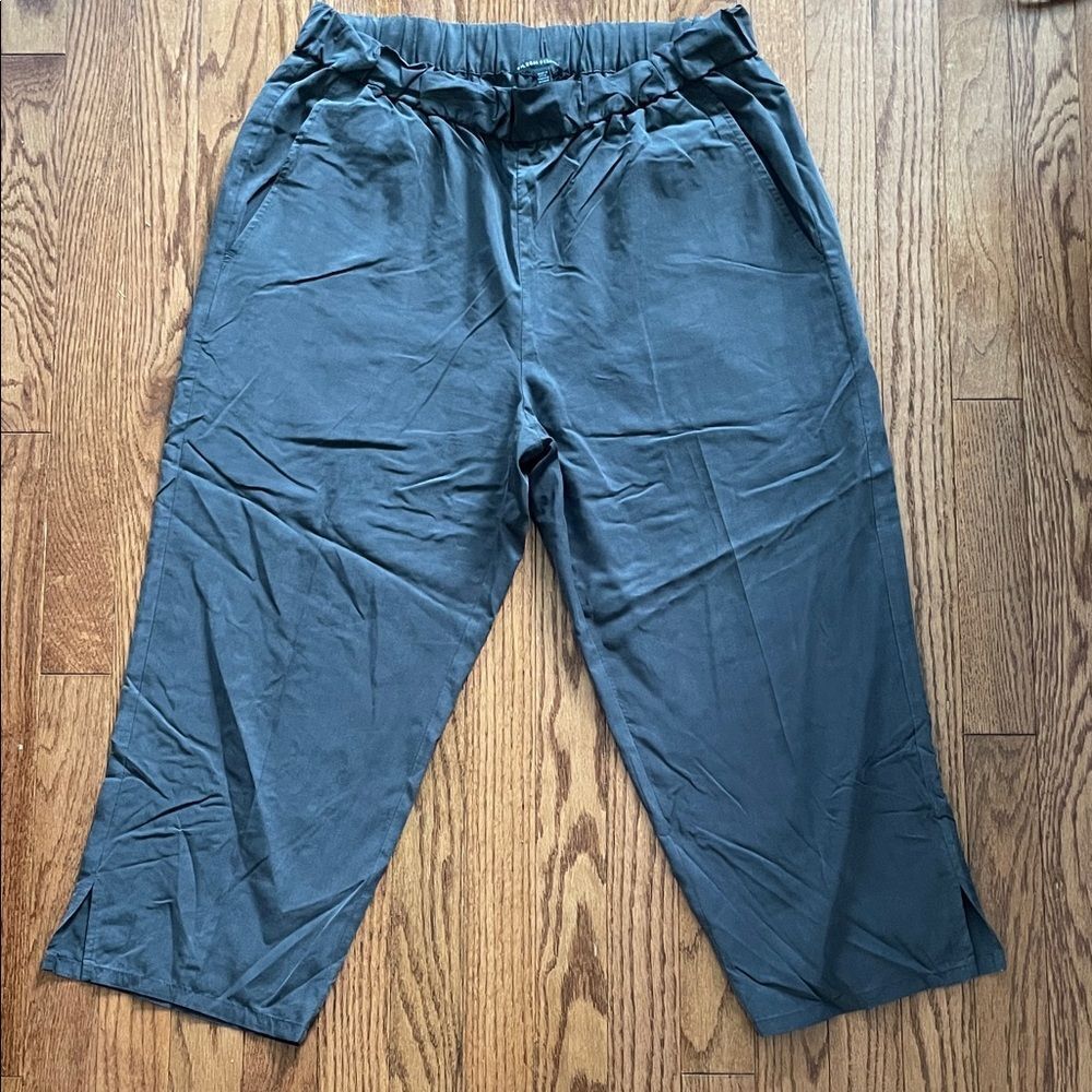 Eileen Fisher Gray Tencel Cropped Pants Sz Medium